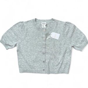 Song of Style Puff Sleeve Cropped Cardigan Gray NWT Size S